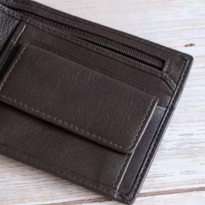 Elegancki brązowy duży Portfel Męski z miękkiej Skóry Naturalnej Licowej SH-P11 - 4