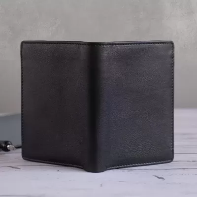 Elegancki Czarny Portfel Męski pionowy z miękkiej Skóry Naturalnej Licowej SH-179 - 8