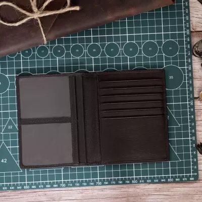 Duży Brązowy Portfel Męski slim wallet na Karty i Dowód Rejestracyjny SH-CC27 - 6