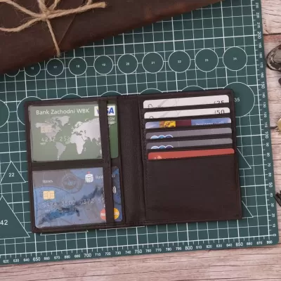 Duży Brązowy Portfel Męski slim wallet na Karty i Dowód Rejestracyjny SH-CC27 - 1