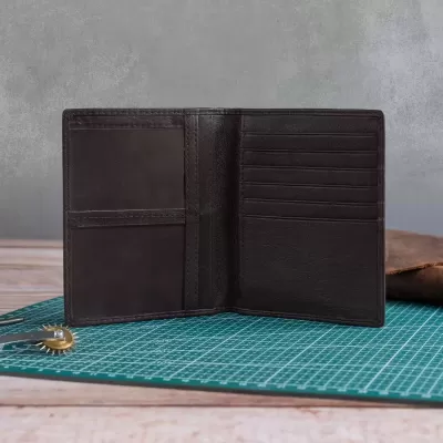 Duży Brązowy Portfel Męski slim wallet na Karty i Dowód Rejestracyjny SH-CC27 - 4