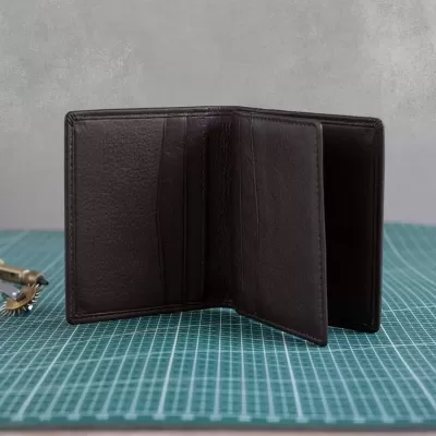 Małe brązowe Eleganckie Etui męskie Skórzane na Karty Kredytowe SH-127 - 6