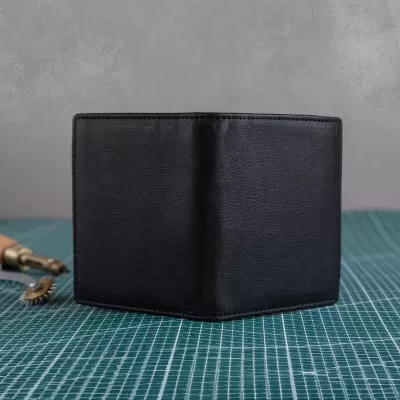 Małe czarne Eleganckie Etui męskie Skórzane na Karty Kredytowe SH-127 - 6