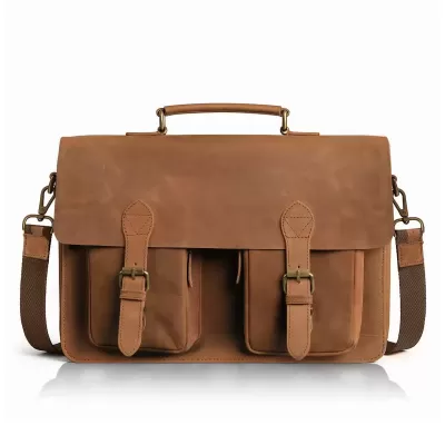 Brązowa Torba do Pracy z Klapą Skóra Naturalna Vintage Outlander BL114 - 9