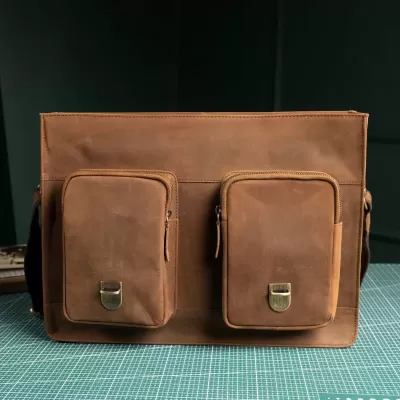 Brązowa Torba do Pracy z Klapą Skóra Naturalna Vintage Outlander BL114 - 7