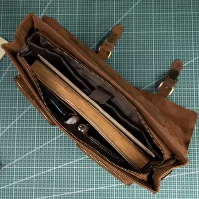 Brązowa Torba do Pracy z Klapą Skóra Naturalna Vintage Outlander BL114 - 3