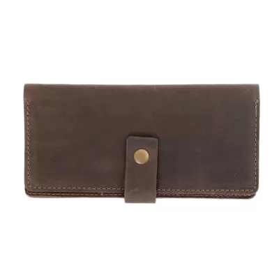 Ciemnobrązowy Duży Cienki Portfel Vintage na smartphone Skórzany Buffalo G1109 - 7