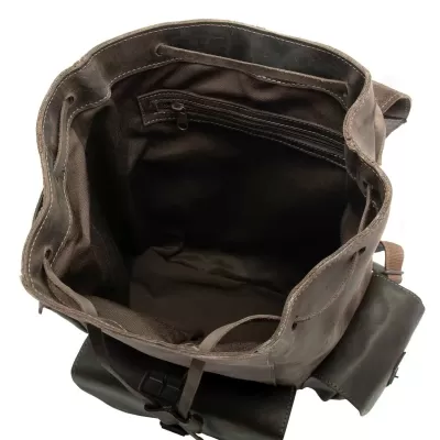Ciemnobrązowy Duży Plecak Skórzany Vintage z Kieszeniami Outlander BT33 - 8