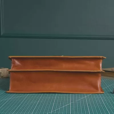 Karmelowa Torba do Pracy na Ramię Vintage Skóra Juchtowa BV41 - 9