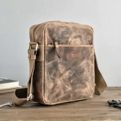 Brązowa Saszetka Męska Na ramię Skóra Naturalna buffalo Vintage CB24 - 4