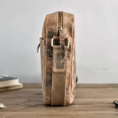 Brązowa Saszetka Męska Na ramię Skóra Naturalna buffalo Vintage CB24 - 5
