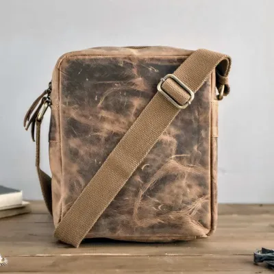 Brązowa Saszetka Męska Na ramię Skóra Naturalna buffalo Vintage CB24 - 6