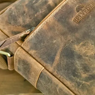 Brązowa Saszetka Męska Na ramię Skóra Naturalna buffalo Vintage CB24 - 10