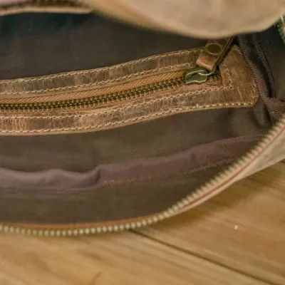 Brązowa Saszetka Męska Na ramię Skóra Naturalna buffalo Vintage CB24 - 9