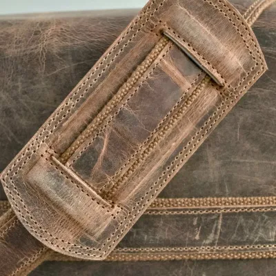 Brązowa Torba Listonoszka Męska z Klapą Skóra Buffalo Vintage LB37 - 7