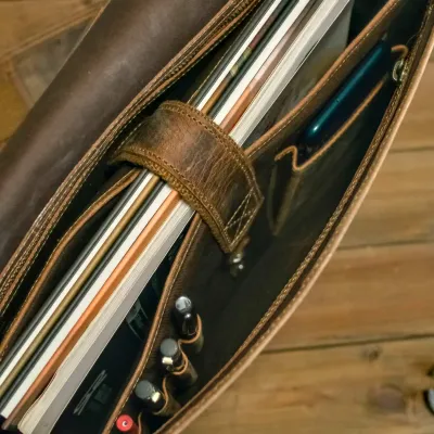 Brązowa Torba Listonoszka Męska z Klapą Skóra Buffalo Vintage LB37 - 11