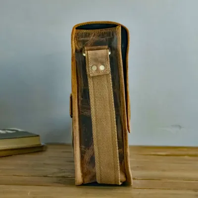 Brązowa Torba Listonoszka Męska z Klapą Skóra Buffalo Vintage LB37 - 9