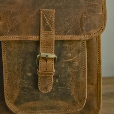 Brązowa Torba do Pracy Męska duża z kieszeniami Skóra Buffalo Vintage MB44 - 2