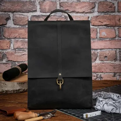 Czarny Elegancki Plecak do Pracy Biura Damski Skórzany na Laptopa 15,6 DR55 - 5