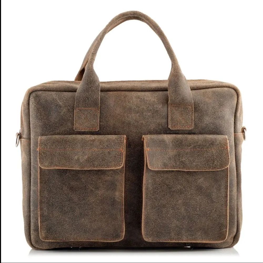bezowa torba na laptopa 156 skora zamszowa bv82
