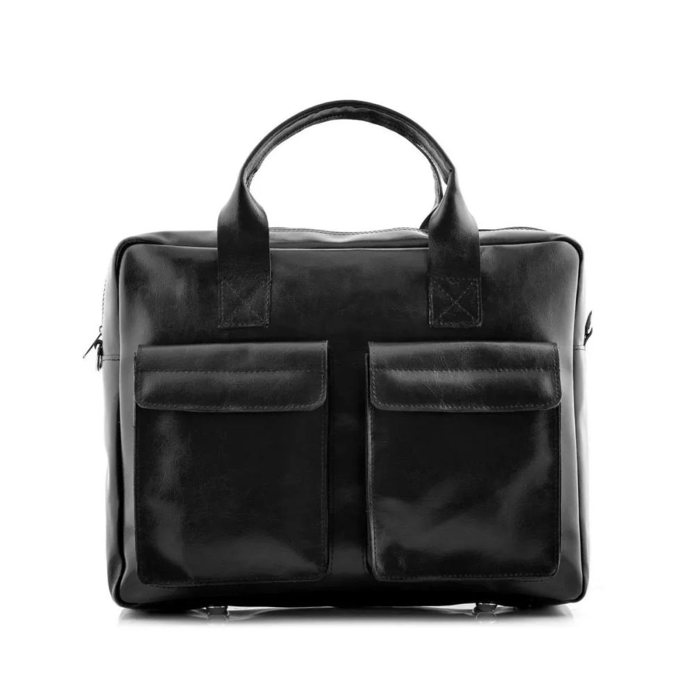 elegancka torba na laptopa 156 skorzana lakierowana czarna bvl82
