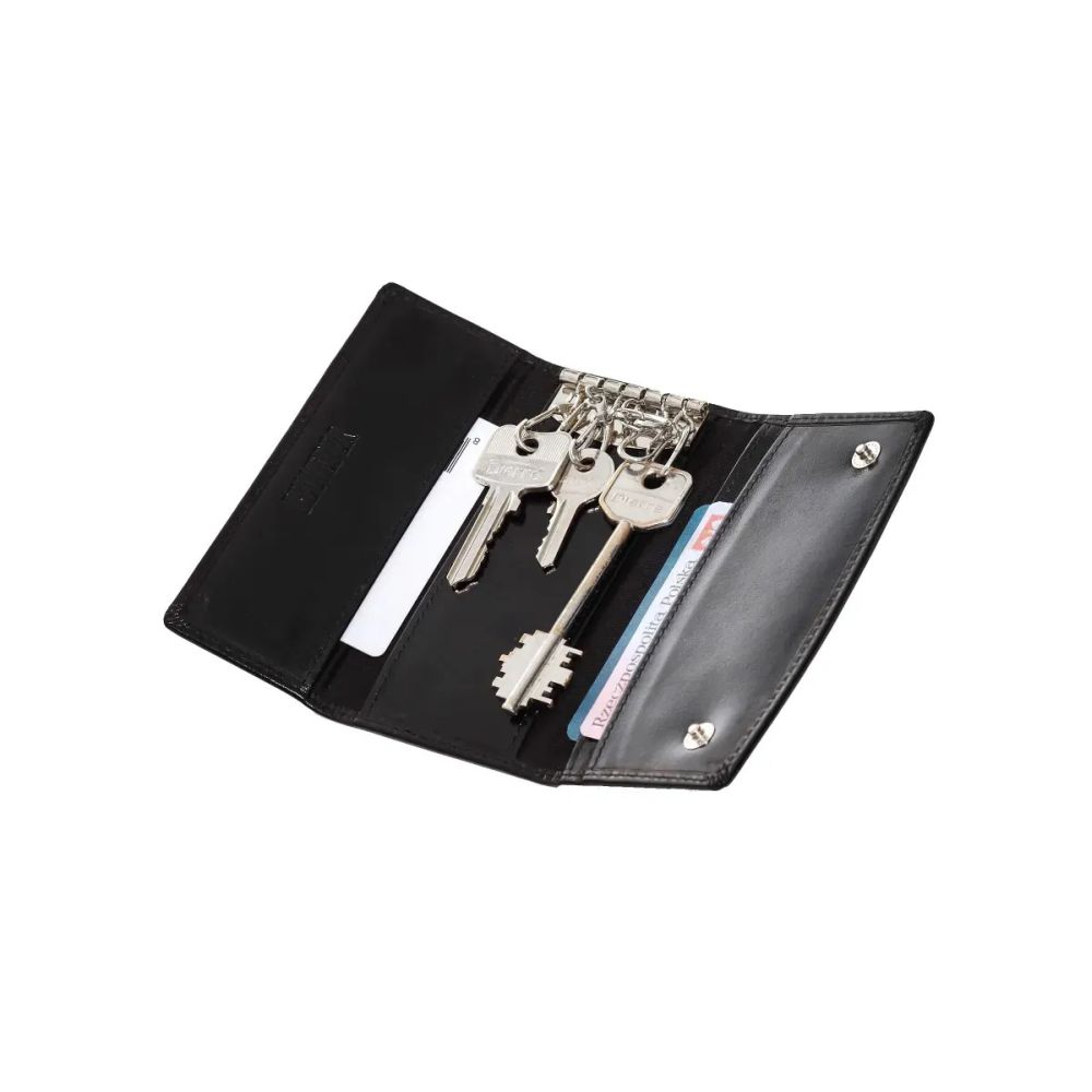 eleganckie czarne etui na klucze skorzane bk71
