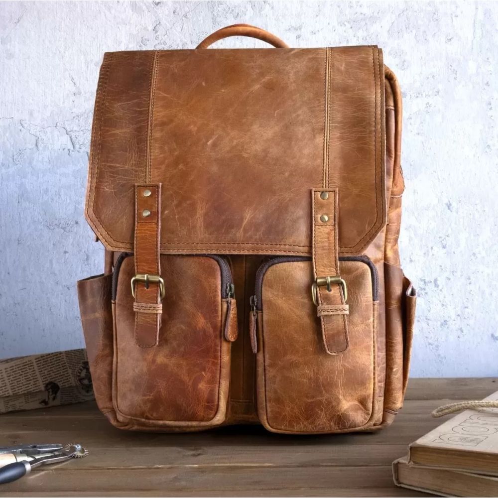 koniakowy plecak tornister skora buffalo do pracy na laptopa 15 outlander bl058