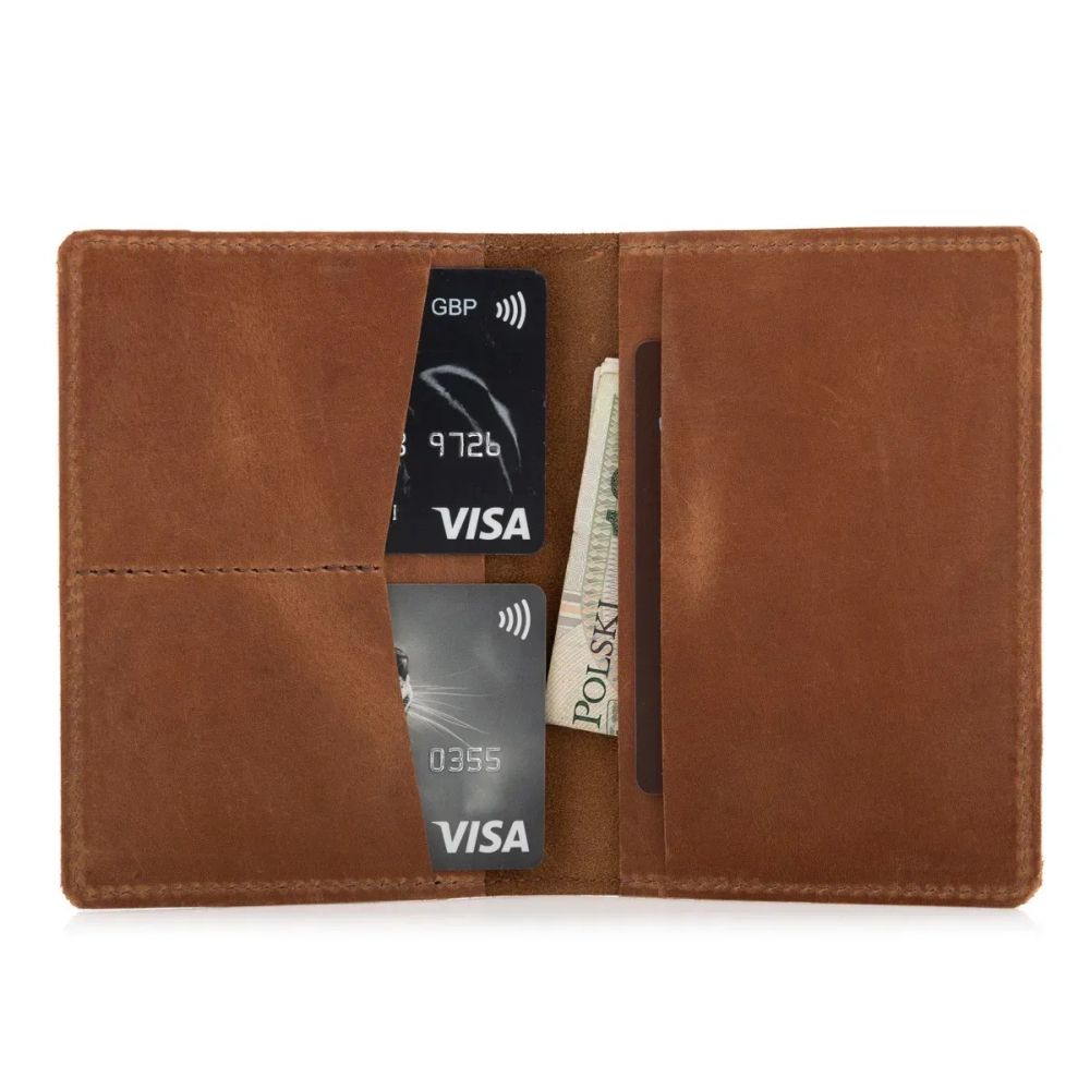 portfel slim wallet na dokumenty i karty meski jasnobrazowy zc02